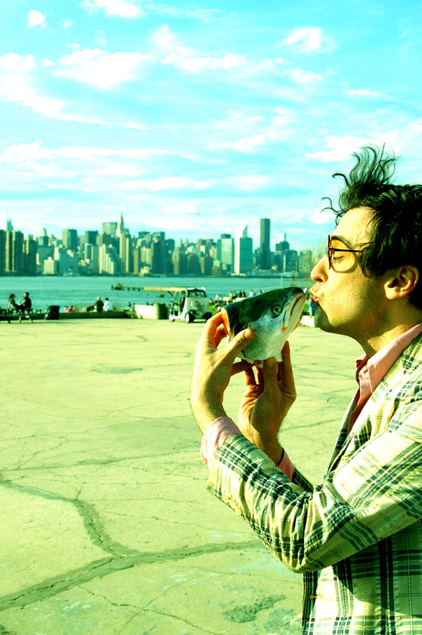 New York Night Train's Mr. Jonathan Toubin making out with a fish-head by Eleanor Logan